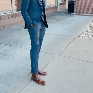 Brown strapped dress boots